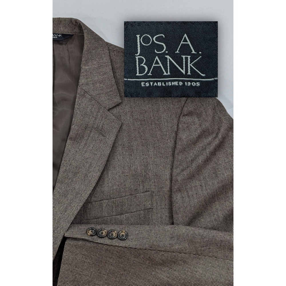 Jos.‎ A Bank Blazer Coat Sport Jacket Wool Cashmere Nailhead Brown 42R 46" Chest